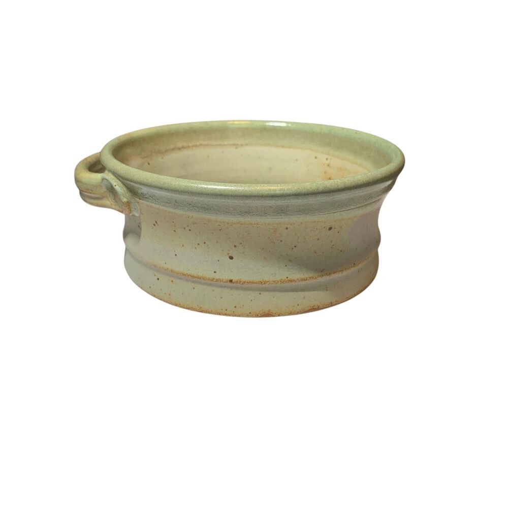 Dust of the Earth Pottery Maine Stoneware Bowl Green Tones Coastal Small Handle